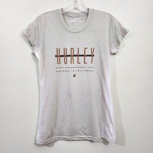 Hurley NWOT bleach dyed look on sides cap sleeve‎ graphic t-shirt woman's size M